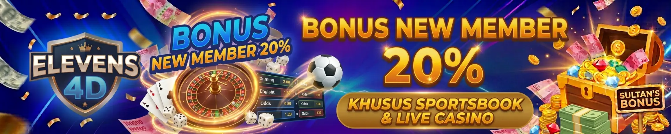 BONUS MEMBER BARU SPORTSBOOK & LIVE CASINO 20%